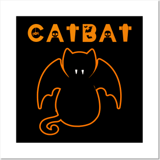Funny Gifts for Halloween CatBat Posters and Art